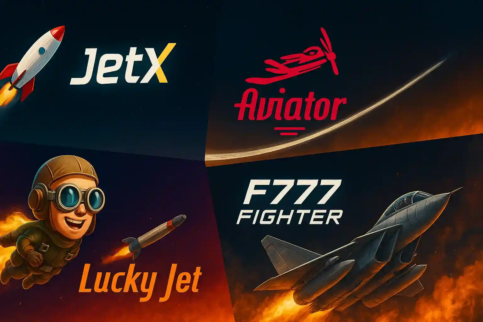 Crash games collection banner showing various crash game interfaces and multipliers with colorful design elements